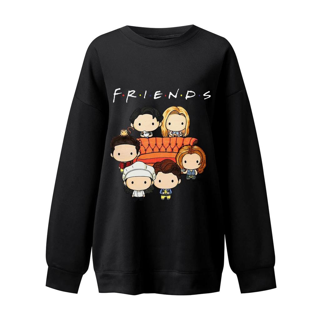 Женская модная повседневная свободная пуловерная рубашка с длинным рукавом с буквенным принтом и круглым вырезом