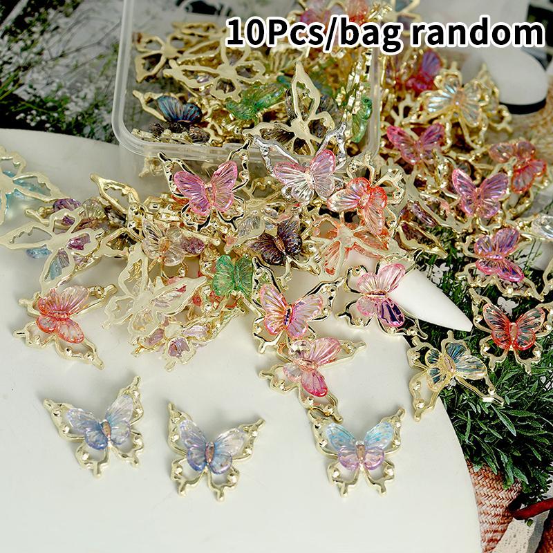 10/30/50pcs 3D Simulation Butterfly Nail Art Charms DIY Colorful Gradient Butterfly Nail Art Decoration Manicure Jewlery