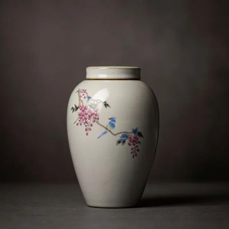 Ретро-керамическая чайная кабина Ru Kiln с милым рисунком кошки, переносная герметичная упаковка для чайных листьев, дорожная коробка для хранения чайных пакетиков, органайзер для специй