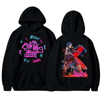 Толстовки с рисунком в стиле аниме Arcane-Jinx, зимняя толстовка с капюшоном, повседневная спортивная одежда с длинными рукавами, осенняя мужская одежда, толстовки и свитшоты мужские