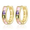 Huitan Dainty Hoop Earrings Hollow Style Gold Color Ear Accessories Stylish Delicate Bright Zirconia Party Jewelry for Women Hot