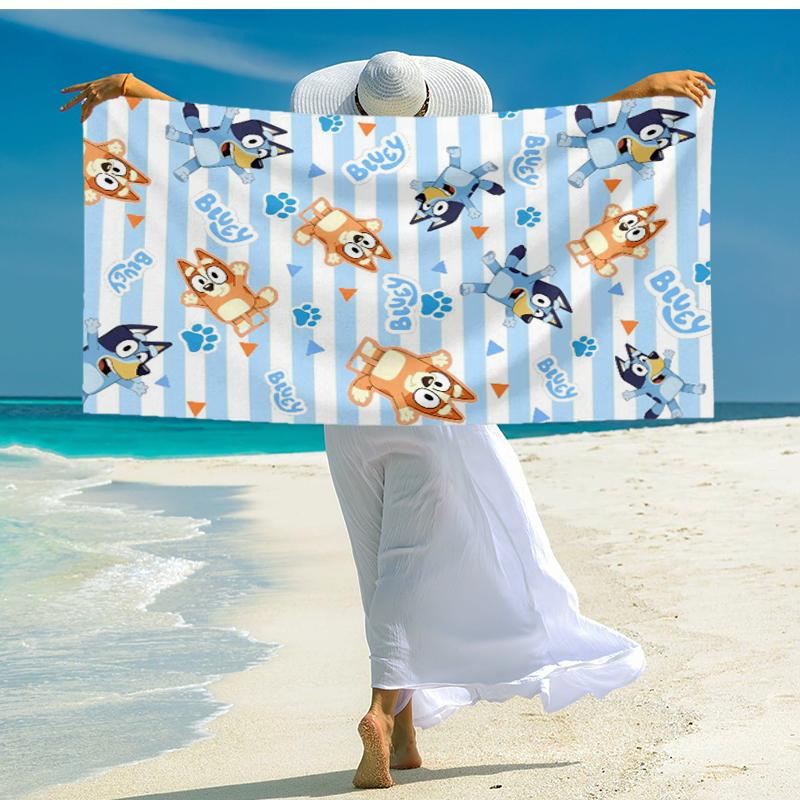 Ultra-Soft Beach Towel with Bluey Theme,Ideal for Pool - Camping, Diving - Perfect Travel Essential, Vibrant Beach Towel.