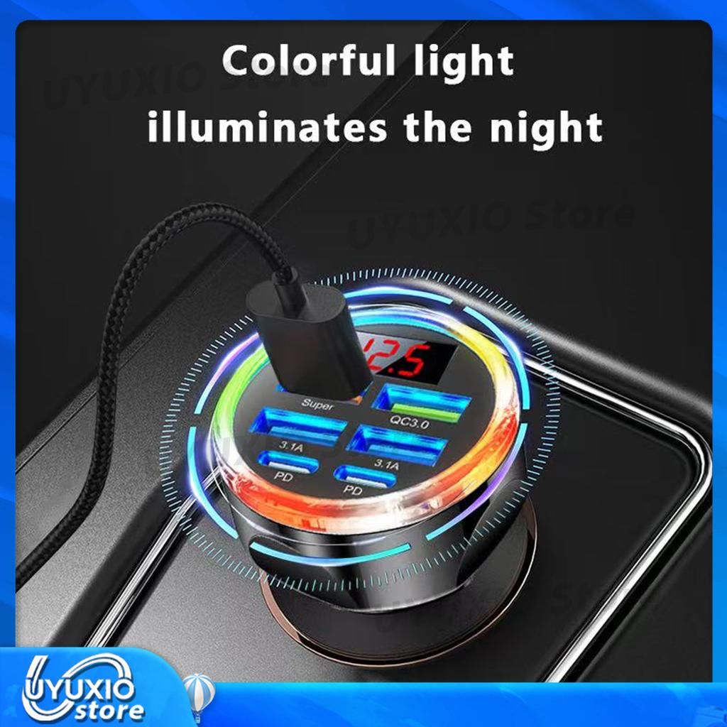 250W USB C Car Charger Adapter Super Fast Charging in Car with Voltage Display for iPhone Samsung Oneplus Huawei Vivo
