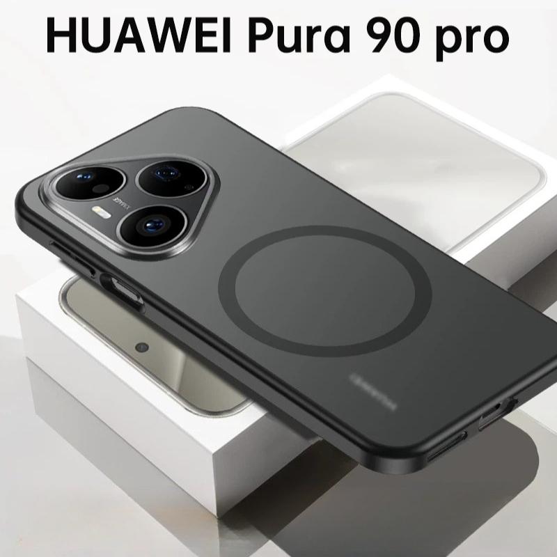 Для Pura 90 Pro Max Магнитный матовый чехол из поликарбоната с поддержкой Magsafe для Huawei Pura 90 Pro, ударопрочный чехол из твердого поликарбоната для беспроводной зарядки