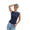 Summer Fashion Solid Color Sleeveless Crew Neck Slim Ribbed Sexy Hottie Top Vest Suspender Women