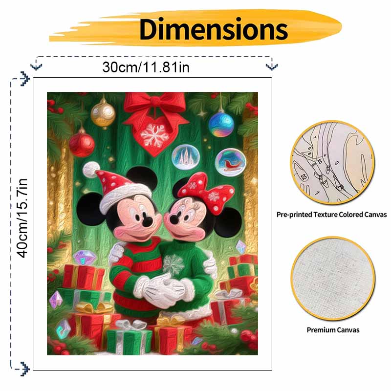 Disney Mickey Minnie Mouse Christmas oil painting digital painting art kit handmade diy gifts home decorations
