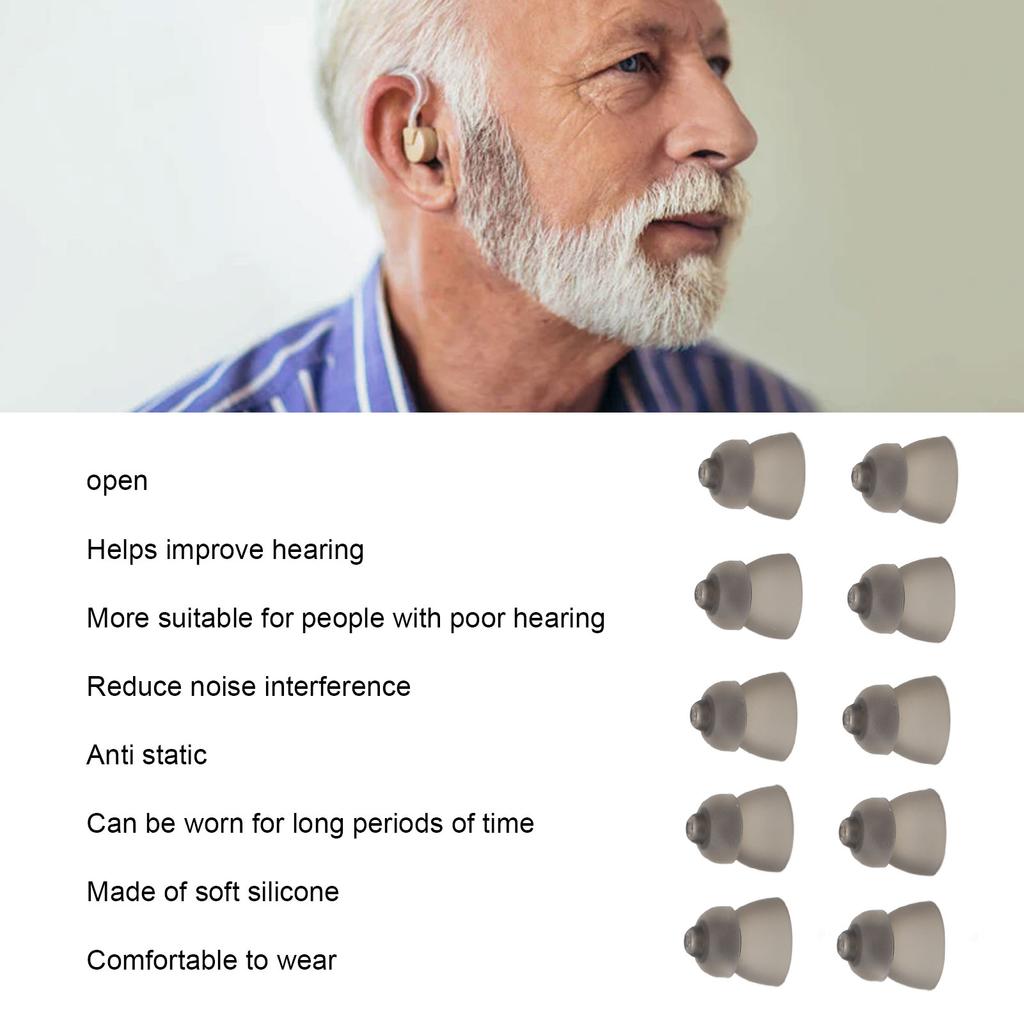 10 шт. Усилитель звука Вкладыши Силиконовые Слуховой аппарат Вкладыши Наконечник Двухслойные Открытые для Повреждения слуха для Замены