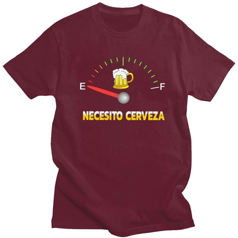 Мужская футболка с надписью Custom Necesito Cerveza I Need Beer, с коротким рукавом, из чистого хлопка, повседневная, модная