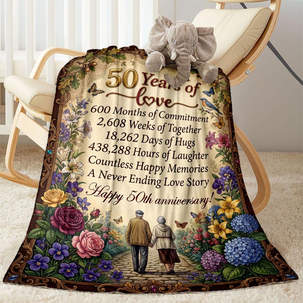 Princess 50th Birthday Celebration Flannel Blanket-Soft and Suitable for Sofas,Beds,Offices,Travel,All Seasons,Great Gift for Holidays and Birthdays.