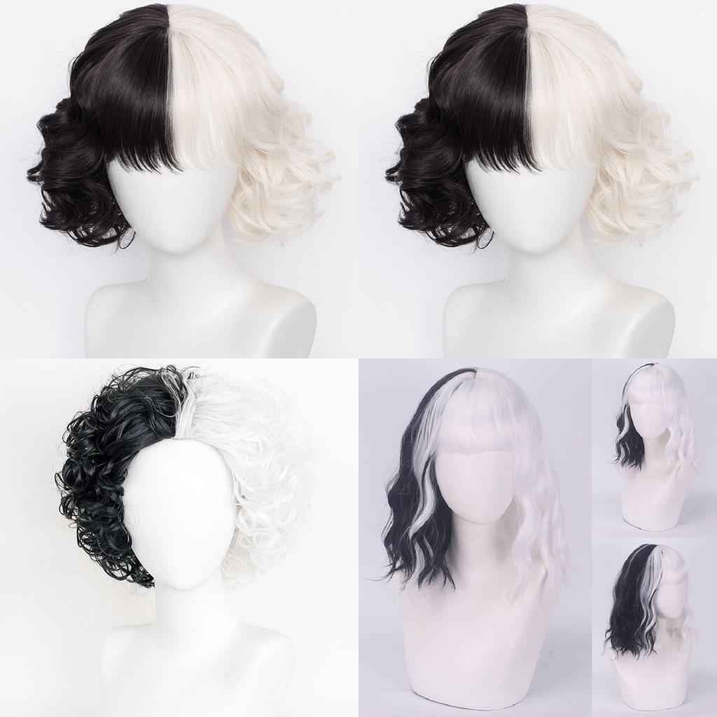 Trendy Short Length Cruella Wig High Temperature Fiber Ideal For Any Skin Tone