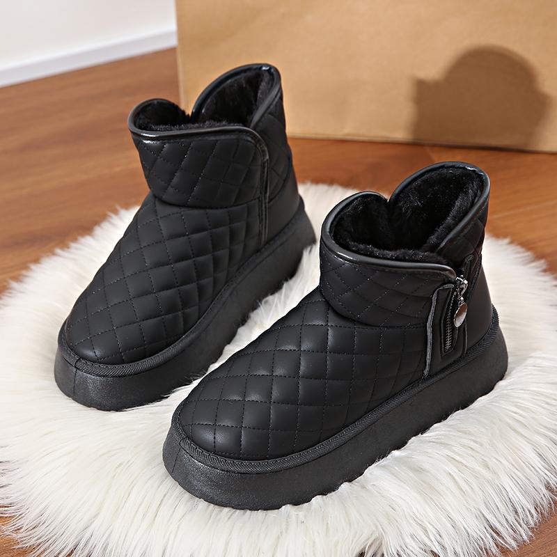 Модные хлопковые туфли для женщин, зимняя новая стильная верхняя одежда, дополнительный бархат, утолщенная теплая обувь, толстая подошва, увеличивающая высоту зимних сапог