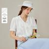 Женская блузка INMAN, 100% хлопок, с вышивкой, воланами, V-образным вырезом, коротким рукавом