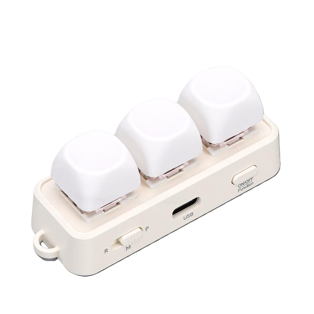 3-кнопочная Bluetooth USB программируемая RGB-подсветка 3-кнопочная макромеханическая клавиатура для DIY Игр Работы Белая