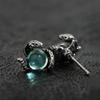 Винтажные серебряные серьги-гвоздики в виде змеи для мужчин и женщин, панк-серьги с голубым камнем, индивидуальные ювелирные изделия, подарки