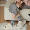 Женские зимние теплые утолщенные ретро носки-гольфы из шерсти с контрастной расцветкой