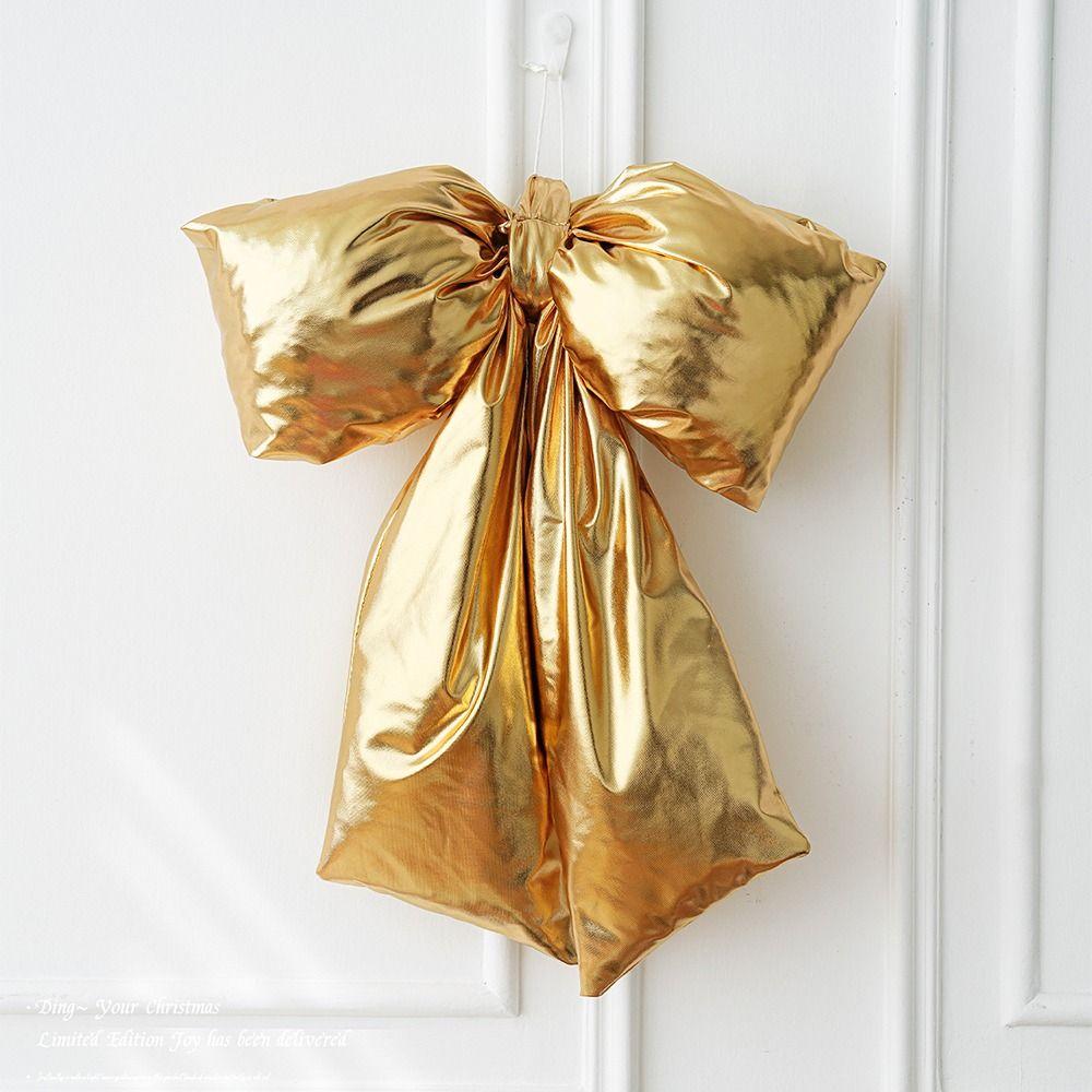 Shiny Metallic Christmas Bowknot Pendant Creative Bowknot Hanging Pendant  Xmas Party Supplies