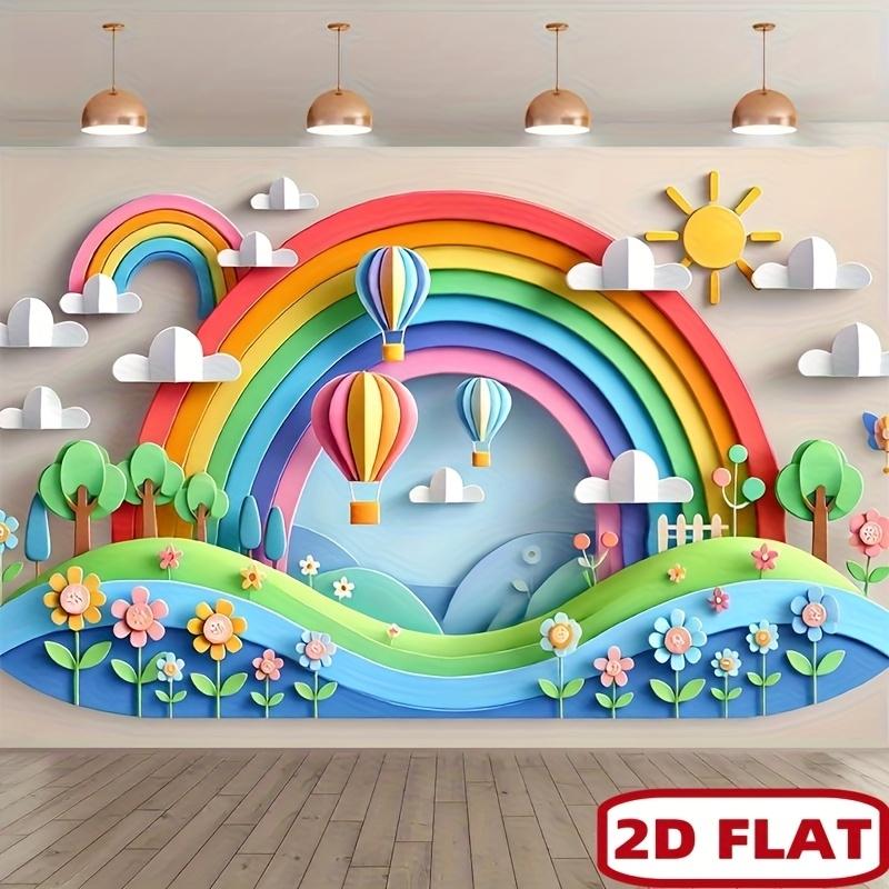 1pc 2D flat featuring a rainbow design including a hot air balloon and sun suitable for parties photography and festival ev
