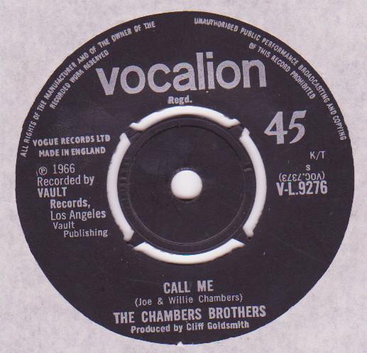 7-дюймовая пластинка CHAMBERS BROTHERS Call Me Seventeen VL9276 Vocalion 1966 UK SoulFunk Б/у