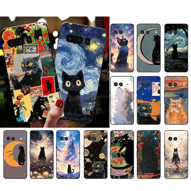 Art Cat Phone Case For Google Pixel 8 7 Pro 7A 7 6A 6 Pro Pixel 8A 4A 3A 4 XL Pixel 5 6 4 3 3A XL