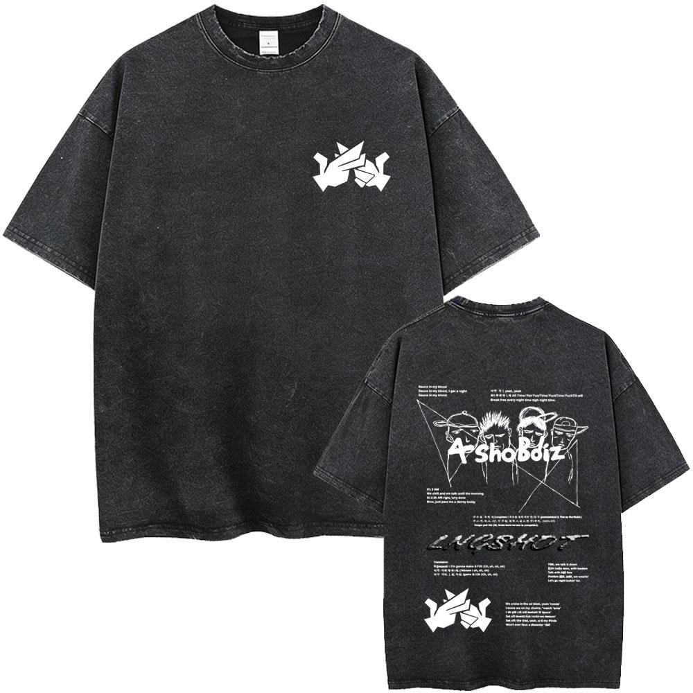 Washed Vintage Lngshot Cartoon Graphic T Shirt SHOT CALLERS Album 2026 Tshirts Men Women Kpop Fashion Trend Tshirt Streetwear