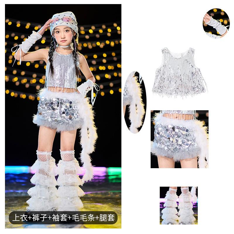 Girls Hip Hop Dance Outfit Jazz Performance Set Kids Cool Streetwear Stage Show
