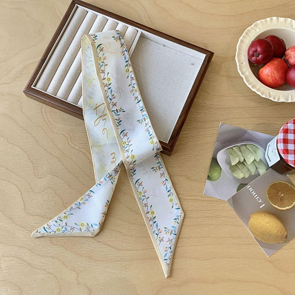 Printed Scarf Headband Ribbon Long Scarves Sweet Floral Scarf Beach