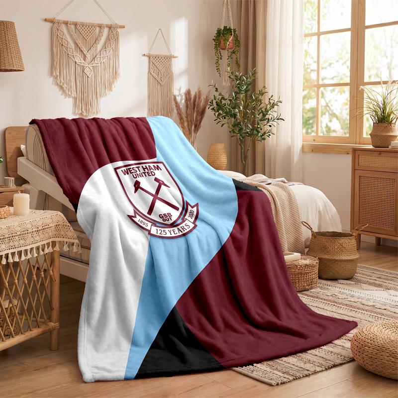 West Ham United Football Print Flannel Blanket Soft Warm Sofa Bed Throw Blanket For Home Office Bedroom