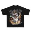 Графическая футболка унисекс 100% хлопок с портретом ASAP Rocky 2026 Круглый вырез Мужская Y2k хип-хоп Короткий рукав