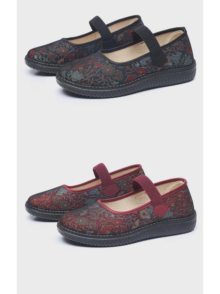 Старые пекинские матерчатые туфли: Нескользящая обувь с мягкой подошвой для женщин среднего и пожилого возраста, идеально подходит для весны и осени