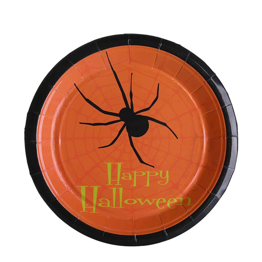 Бумажные тарелки на Хэллоуин. Одноразовые бумажные тарелки. Товары для вечеринок на Хэллоуин.