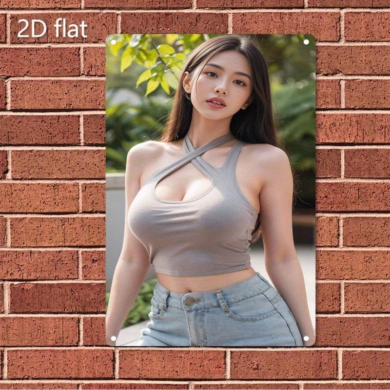 Ретро жестяная табличка Декор стены Металлическая табличка с лицом женщины и художественным изображением красоты - Пин-ап плакат в корейском стиле для