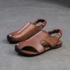 Johnature Hollow Out Breathable Comfortable Flat Sandals Retro Genuine Leather Casual Women's Shoes