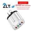 Европейский стандартный многопортовый 4-USB дорожный адаптер питания 5 В/2,4 А для розеток ЕС, США и Великобритании