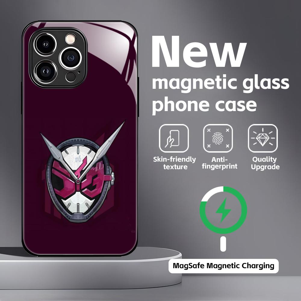 Чехол для телефона Kamen Rider для iPhone17 16 15 14 13 12 11 X XR XS 8 Plus Mini Pro Max Стеклянный Магнитный Чехол