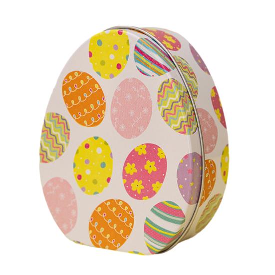 Счастливая Пасхальная Коробка Для Угощения Плоское Яйцо Форма Коробка Конфет Мультяшный Кролик Узор Портативная Железная Художественная Коробка Для Печенья Коробка Для Детей Подарочная Коробка Пасхальные Вечерние Сувениры