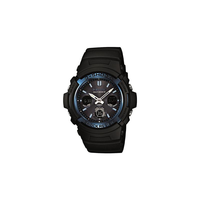 Casio Модный тренд крутой уличный стиль шесть кнопок радио классический стрелочный двойной дисплей водонепроницаемый механизм кварцевый механизм полимерный ремешок AWG-M100A-1A2021