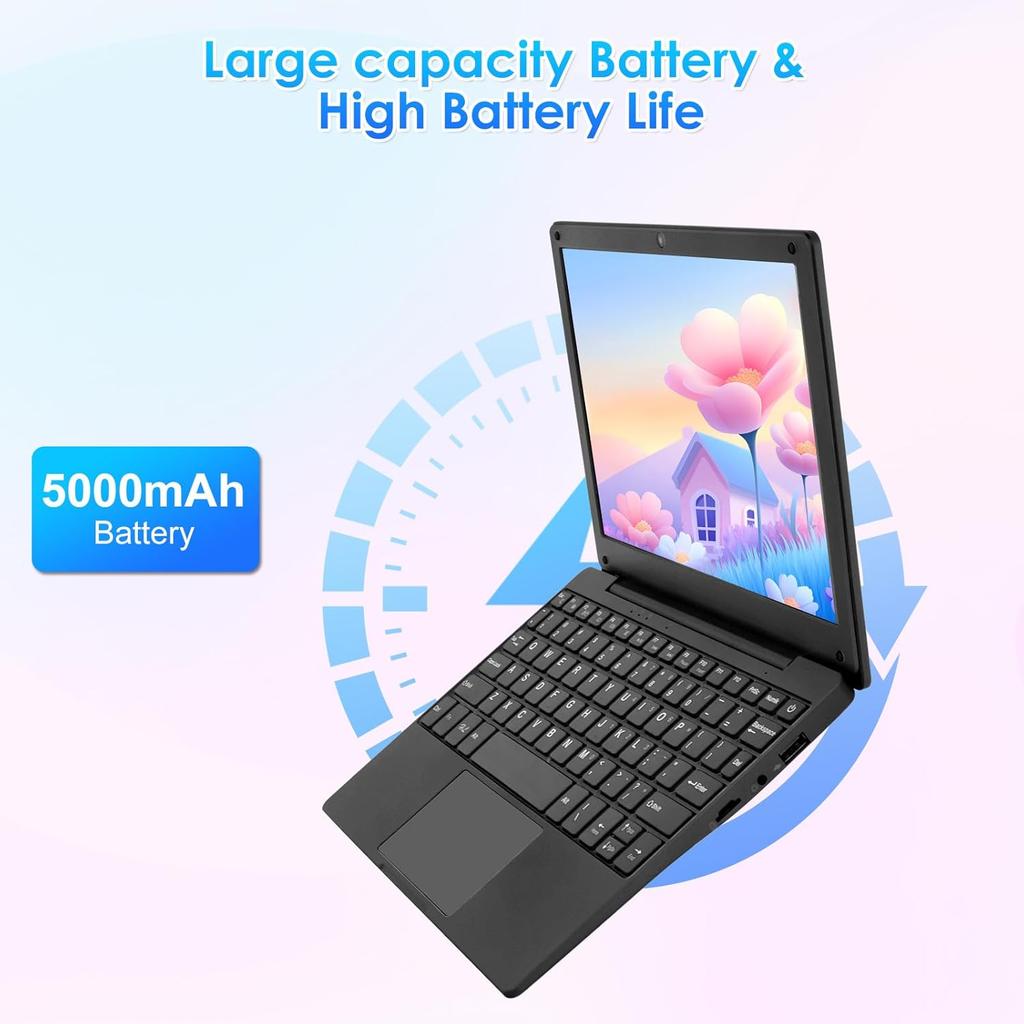10.1Inch Laptop Quad-Core Processor with Android 12 2GB RAM 64GB ROM Built-in Camera WiFi USB Interface Tpye-C Charging for Learning and Entertainment
