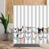 Cartoon Cute Animal Shower Curtain Cat Dog Anime Printed Bathroom Decor 3D Waterproof Bath Fabric Home Curtains For Children
