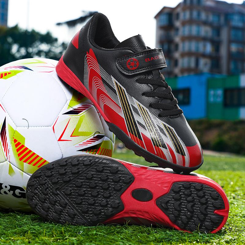 Детские футбольные бутсы Четыре сезона Кожа Липучка Износостойкие Ударопрочные Длинные шипы Кроссовки для бега