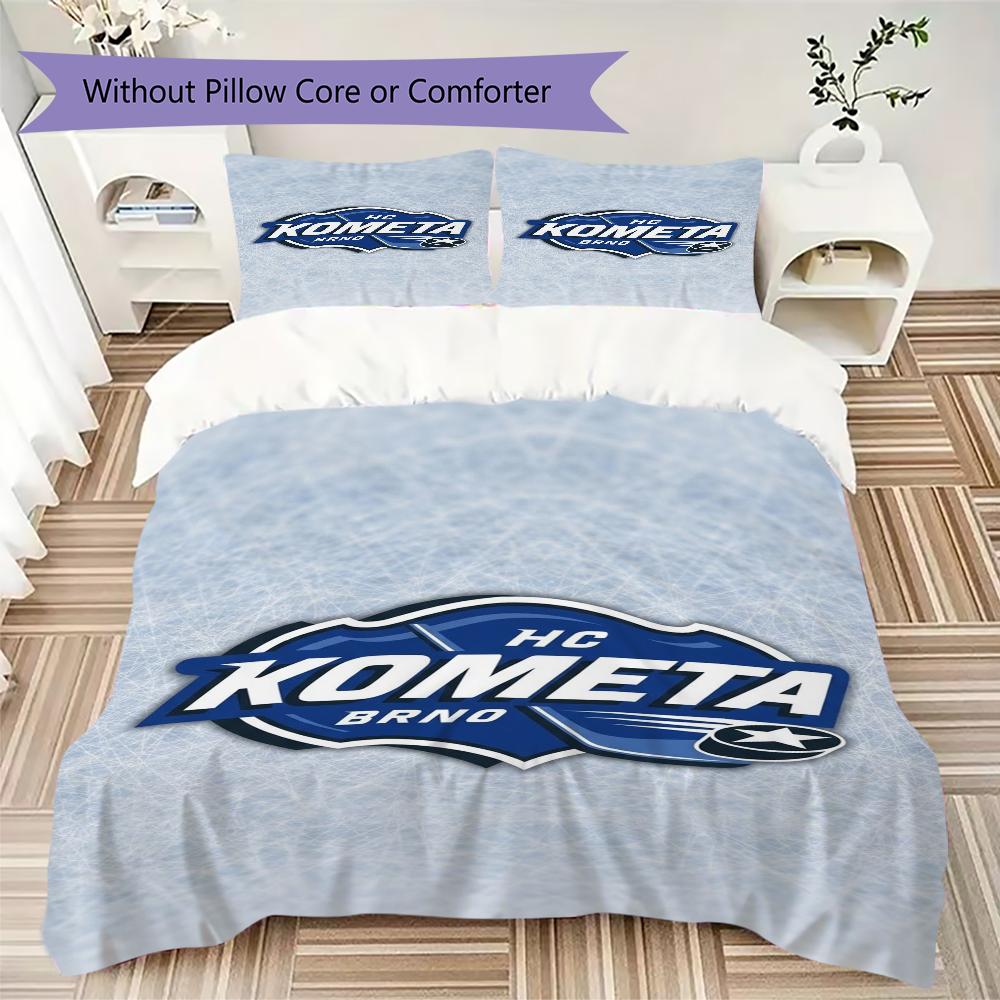 HC Kometa Brno Pattern Bedding uilt Set uilt Cover Pillowcase Home Decoration Birthday Gift (1 * duvet cover + 2 * pillowcase without core)