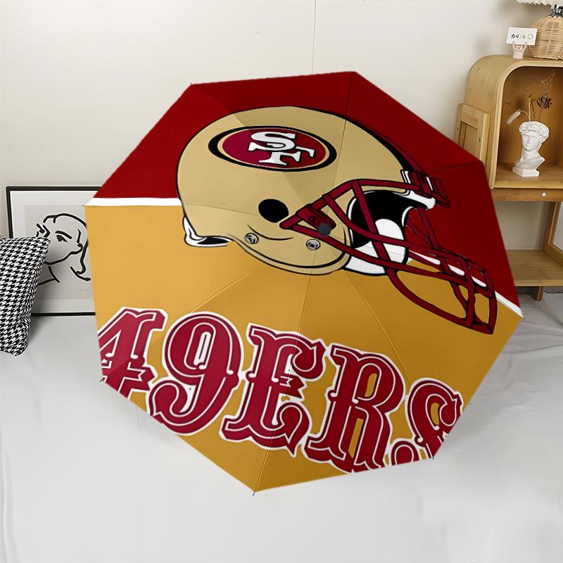 Автоматический зонт с принтом ЛОГОТИПА San Francisco 49ers, 8 спиц, железный каркас, пластиковая ручка, подходит для путешествий на открытом воздухе и на каждый день, идеальный подарок