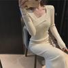 Women's Spring Slim-Fit Long-Sleeve Knitted Dress
