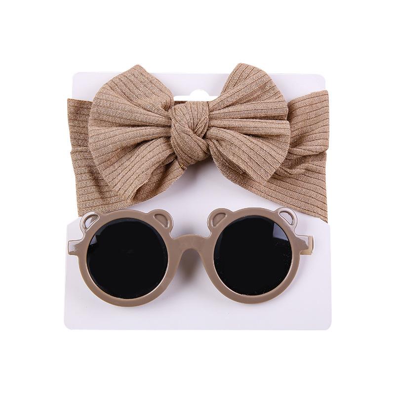 Baby Hair Accessories Summer Infant Headband Sunglasses Sun Protection Beach Kids Sun Glasses Head Band Set 2Pcs/Pack