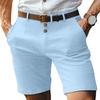 Men Shorts Mid-rise Buttons Zipper Fly Solid Color Shorts with Pockets Straight Leg Summer Casual Shorts Daily Wear