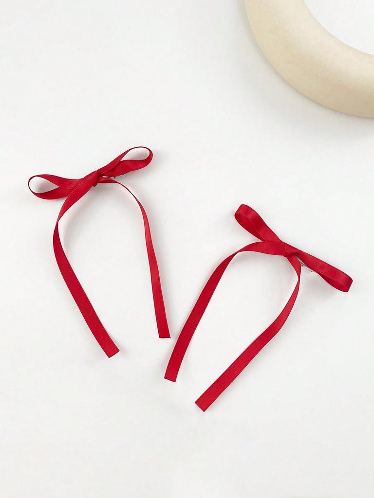 6 pieces music festival solid-colored bow hair clips for women's wedding jewelry, simple and sweet hair accessories