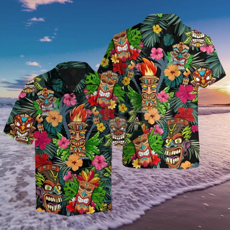 2026 Mens Loose Breathable 3D Print Hawaiian Short Sleeve Shirt Fashion Collared Casual Top