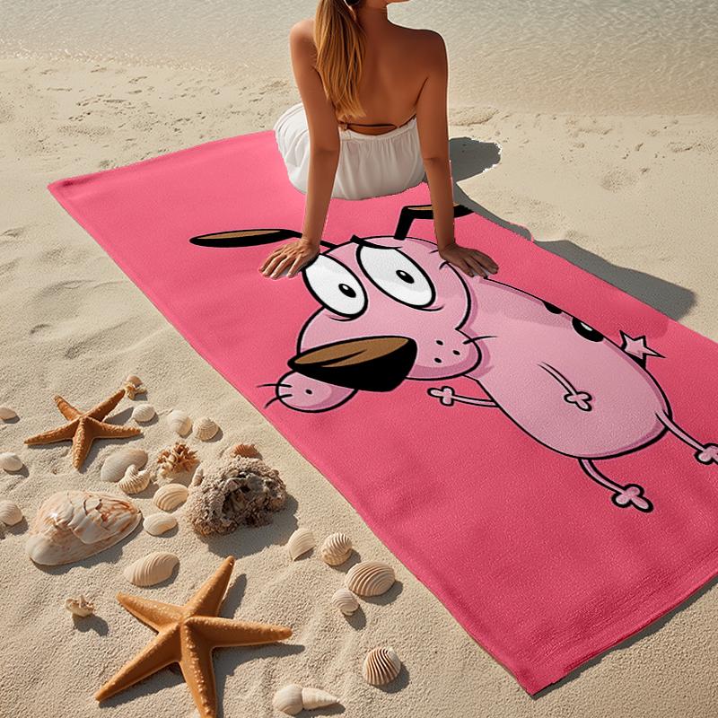 Pink dog In The Garden Beach Towel, Super Soft Microfiber, Gift for Her/Him, Birthday, for Pool, Beach, Travel, Home Decor Fan gifts