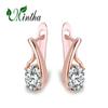 MINTHA Trendy Rose Gold Color Wedding Daily Fashion Jewelry Cubic Zirconia Clip Earrings For Women Office Jewelry
