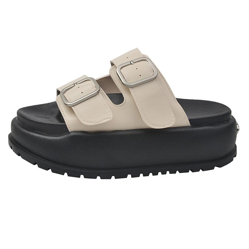 Платформенные сандалии для женской верхней одежды 2025 лето новые повседневные сандалии в ретро-универсальном стиле студенческие римские туфли для женщин