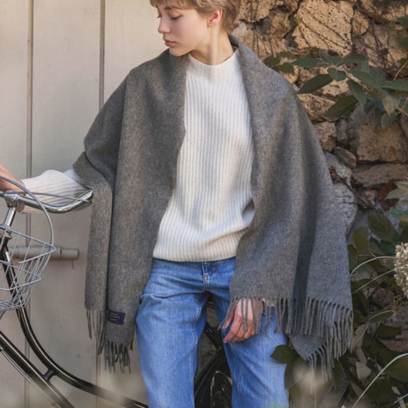 ABRAHAM MOON Merino Wool Shawl 70cm - Hessian